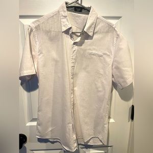 Coofandy White Linen Short Sleeve Shirt men’s medium